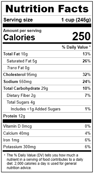 2064 Shrimp and Corn Chowda Nutrition Facts Panel