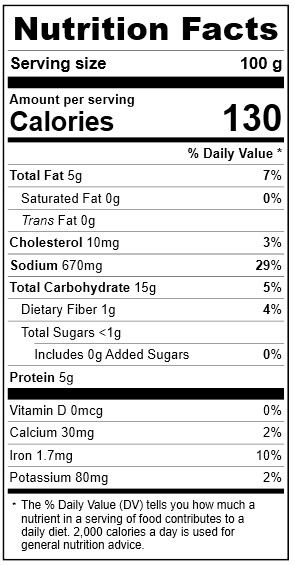 2010 New England Clam Chowda Base Nutrition Facts Panel