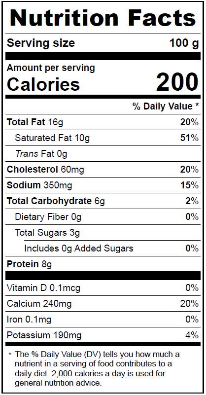 5054 Alfredo Sauce Nutrition Facts Panel