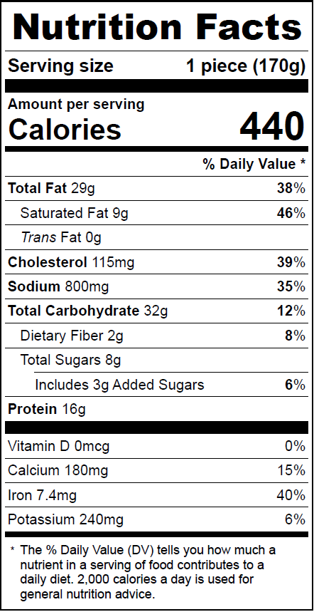 1502SG Gourmet Stuffed Scallop Nutrition Facts Panel