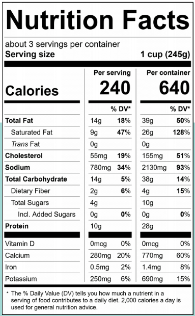 7143HF24 Herban Fresh Broccoli Cheddar Soup (23.5oz) Nutrition Facts Panel