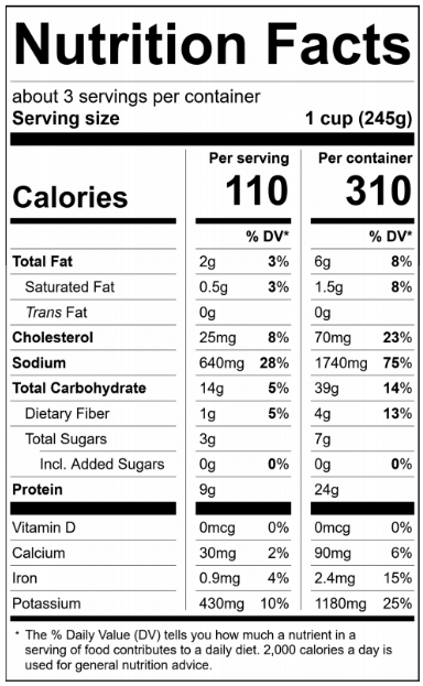 7144HF24 Herban Fresh Chicken Noodle Soup (23.5oz) Nutrition Facts Panel