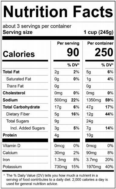 7163HF24 Herban Fresh Tomato Cauliflower Soup (23.5oz) Nutrition Facts Panel