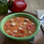 Boston Chowda Stuffed Pepper Soup with Meatballs Plated 1