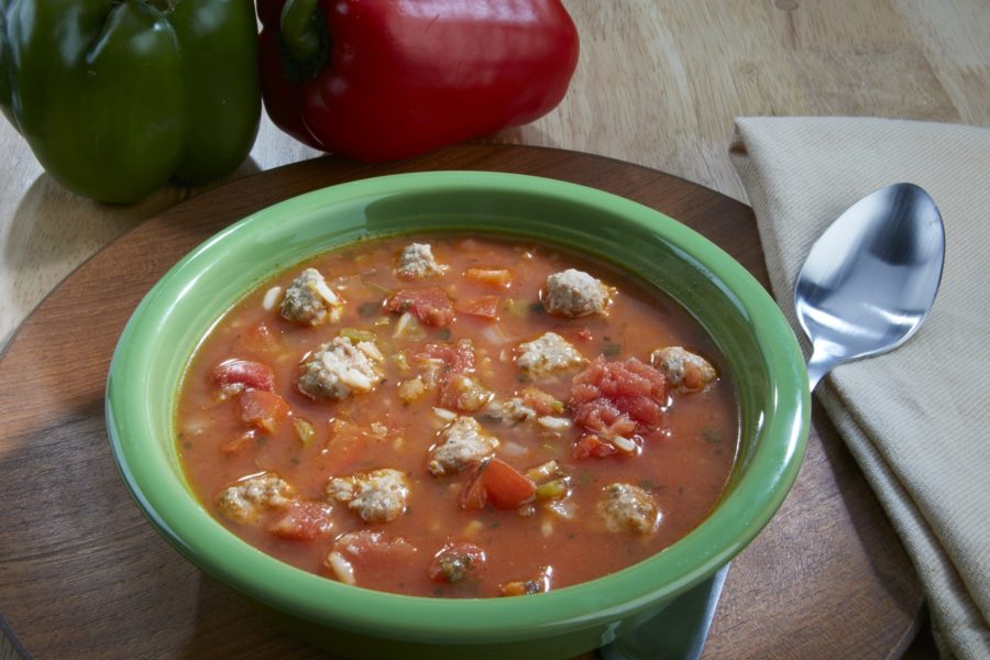 Stuffed Pepper Soup with Meatballs