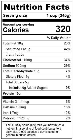 2029 Nantucket Seafood Chowda Nutrition Facts Panel
